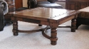 alder-turned legs-S stretchers-metal accents