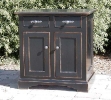 alder-2 doors-2 drawers-distressed black paint