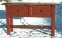 alder-2 drawers-shelf-distressed red paint finish