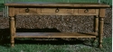 pine-3 drawers-turned legs-shelf